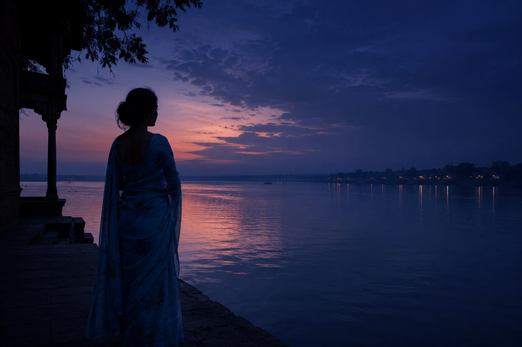 Lone girl by the river